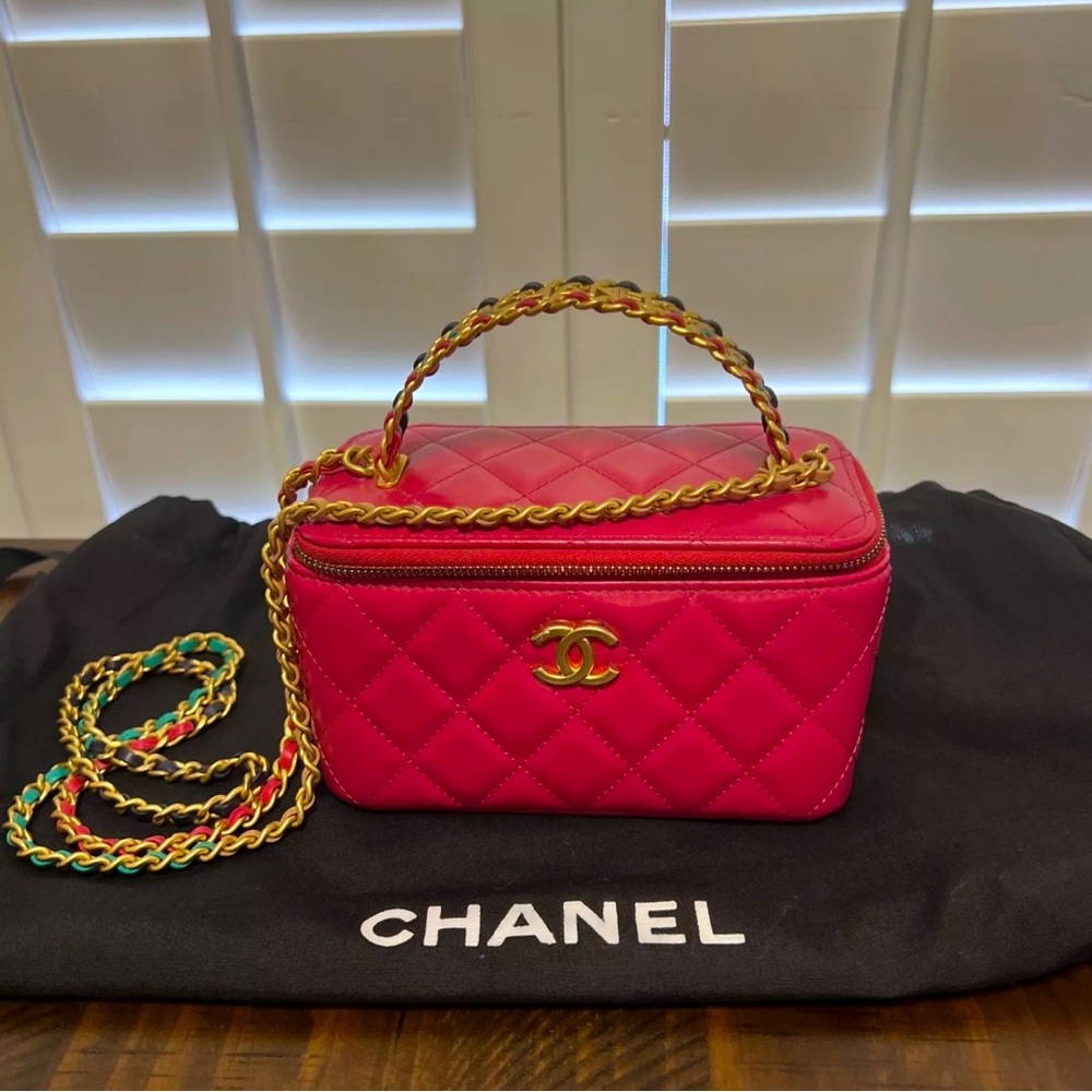 Chanel Hot Pink Multi Color Cord Top Handle Vanity